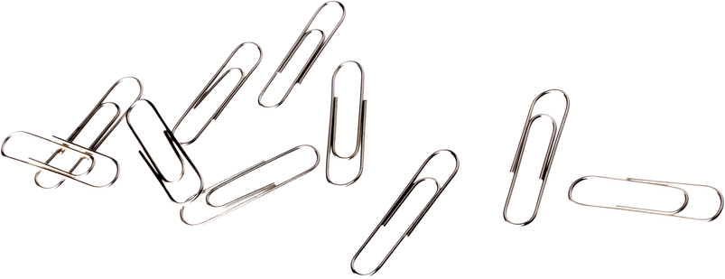 Scattered Silver Paper Clips - Isolated